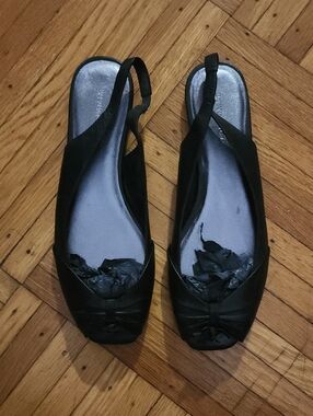 Banana Republic Black Slingback Peep-Toe Flats